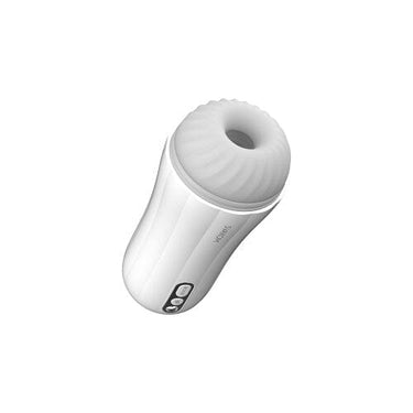 a close up of a white dryer on a white background